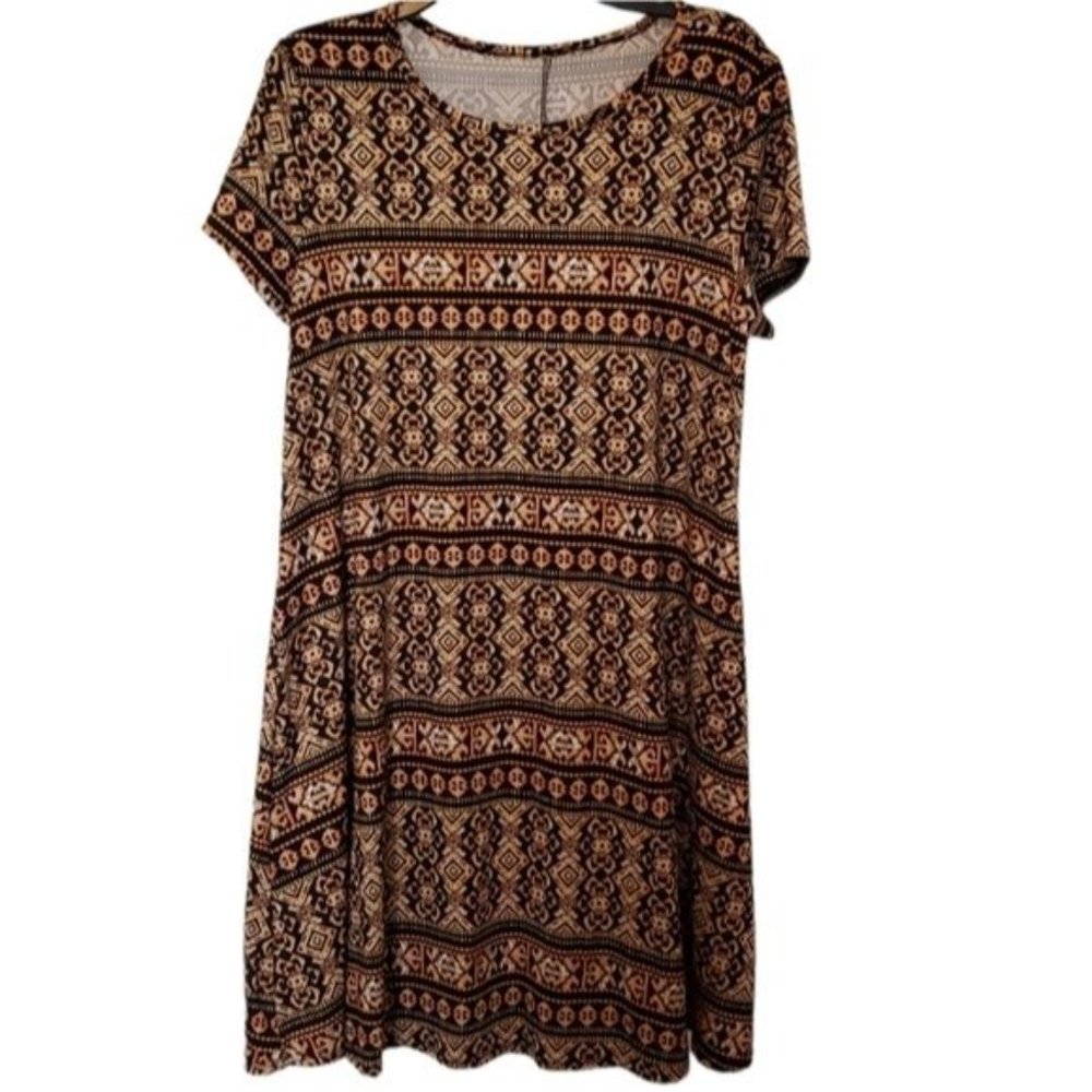 3/$15 Tribal Geometric Flowy Shirt Dress Size XL